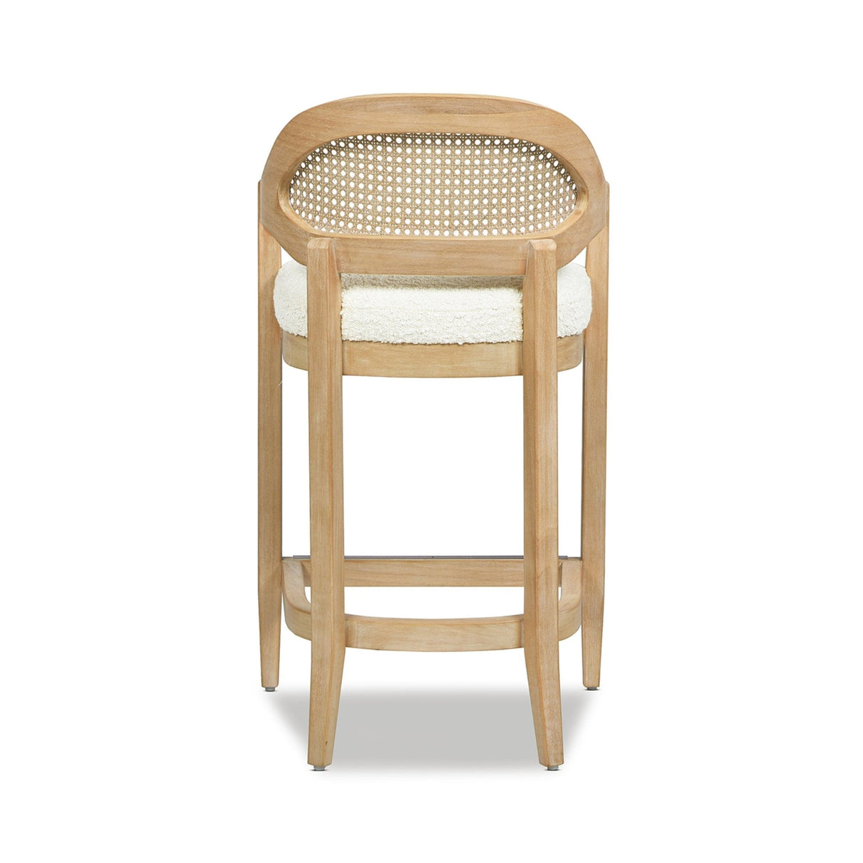 Pyrla 26" Upholstered Counter Stool with Curved Cane Back and Wood Legs - Counter Stools