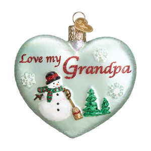 Grandpa Heart Glass Ornament