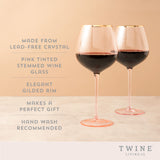 Rose crystal red wine glass set by twine®