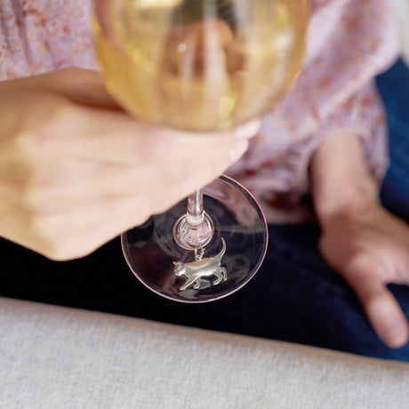 Silver cat wine charms by twine®