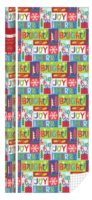 Whimsical Roll Wrap - 40" x 288" - Christmas Words
