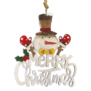 Laser Cut Wooden Ornament - Merry Christmas Snowman