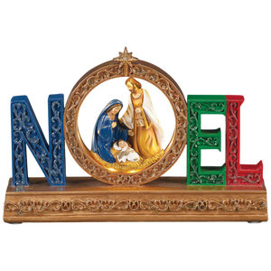 Lighted NOEL Tabletop Holy Family Nativity Scene