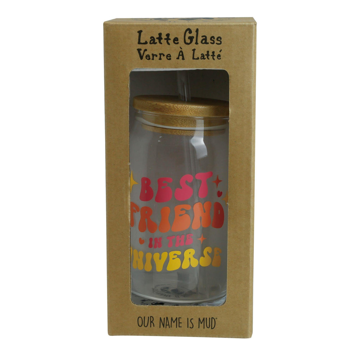 Best Friend Iced Coffee Glass with Straw