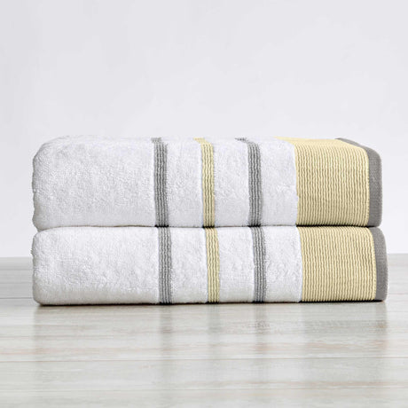 Decorative cotton stripe bath towel set - noelle collection