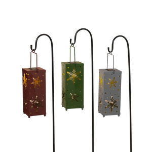Solar Lighted Holiday Lanterns with Shepherd Hook -