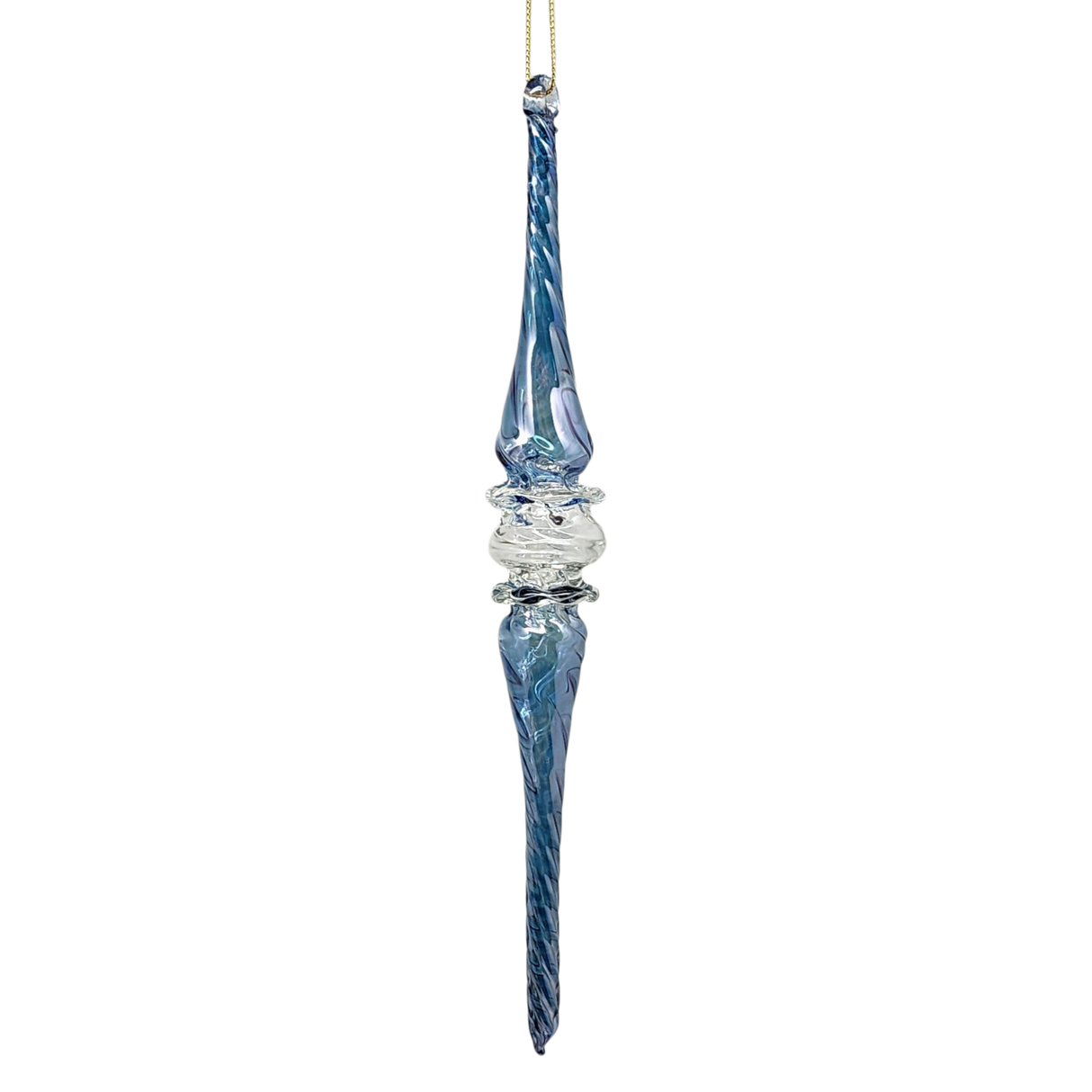 Frosted Blue Swirl Spire Ornament