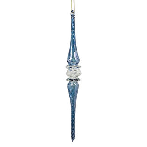 Frosted Blue Swirl Spire Ornament