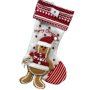 White Gingerbread Dangling Legs Stocking