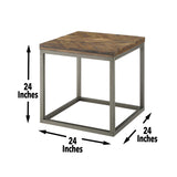 Lorenzo Chevron Acacia Wood & Metal Table Collection