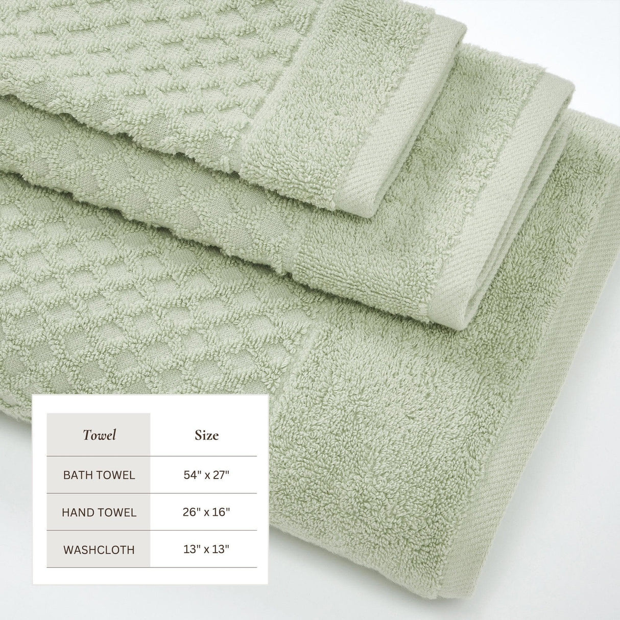 Cotton diamond waffle weave bath towel set - grayson collection