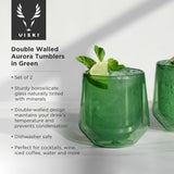 Double walled aurora tumblers in green (set of 2) by viski