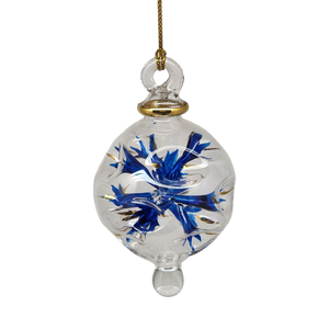 Blown Glass Pierced Starburst Ornament - Blue