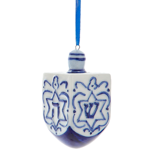 Porcelain Hanukkah Ornament - Dreidel