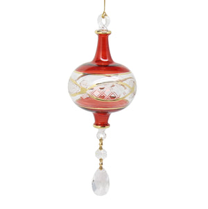 Gold Etched Lattice Pulled Globe - Red