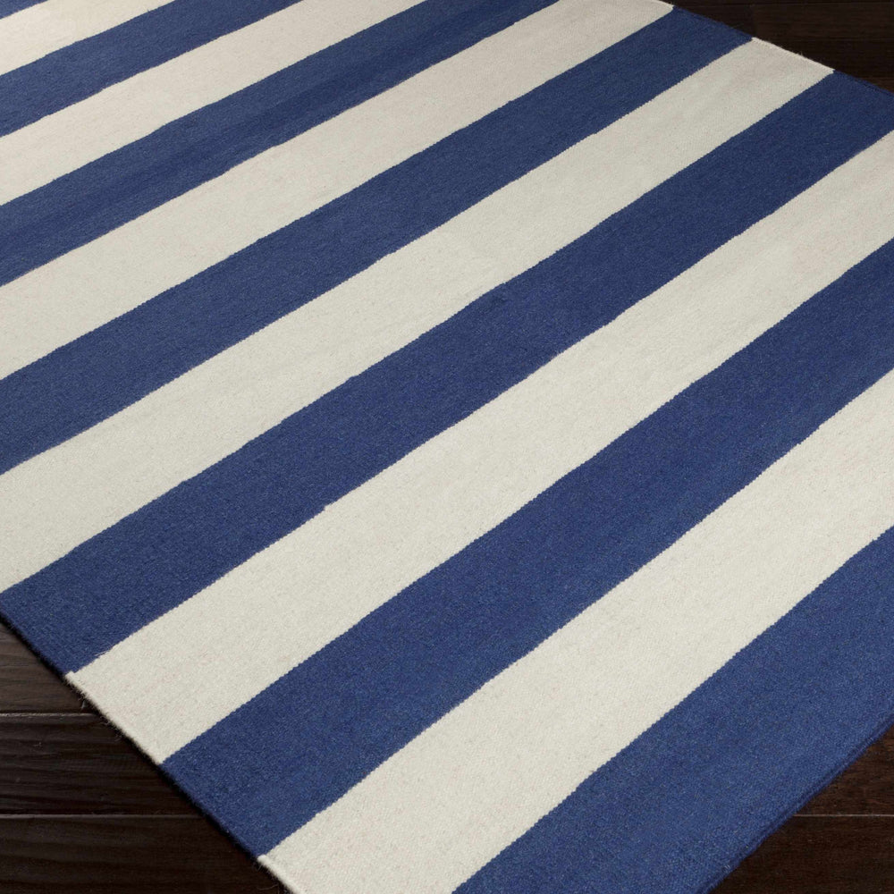 Ingersoll 8x11 Blue&White Striped Wool Rug - Clearance