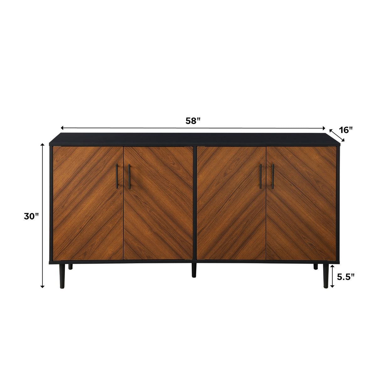 Quenched Buffet Cabinet with Metal Legs and 4 Doors - Buffets & Sideboards