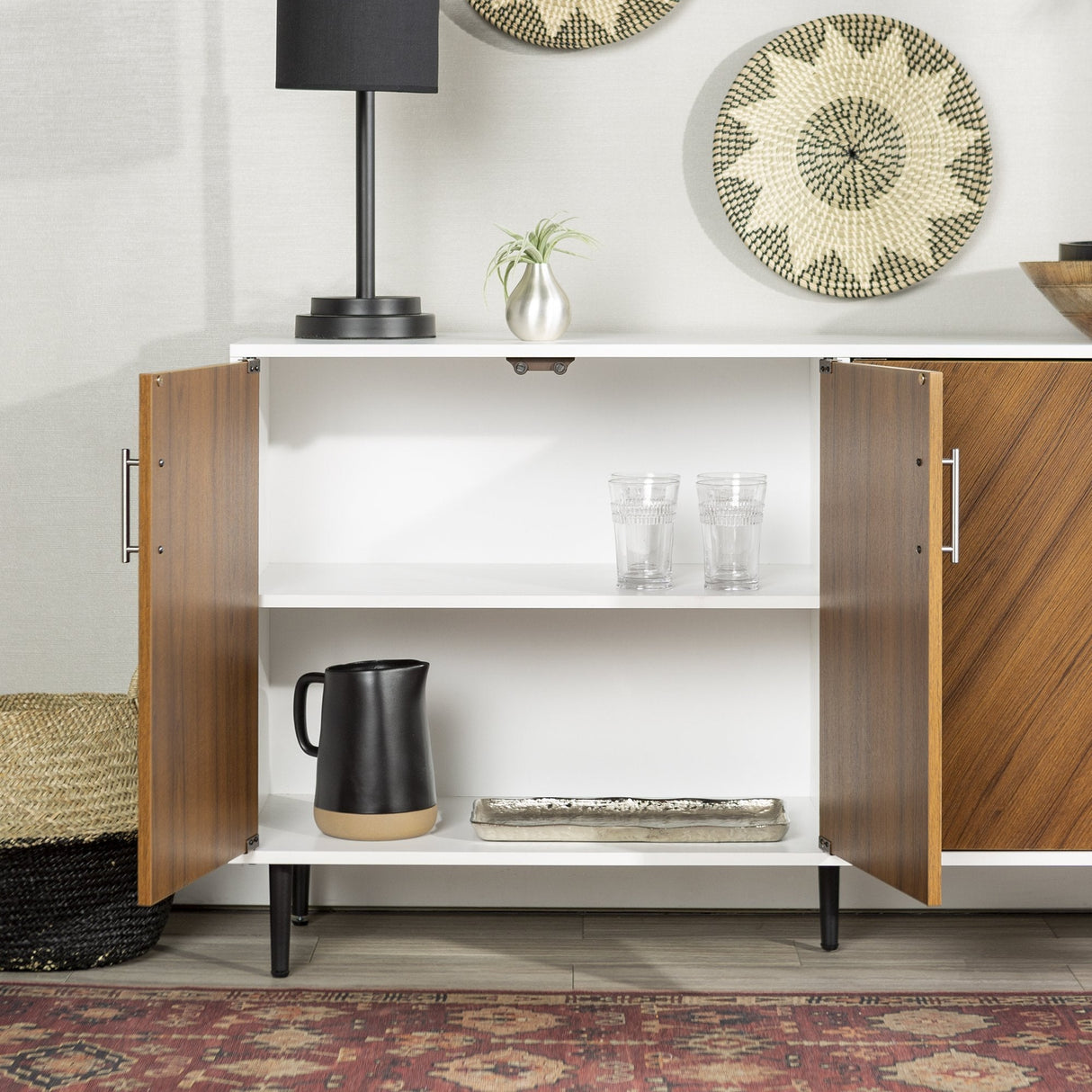 Quenched Buffet Cabinet with Metal Legs and 4 Doors - Buffets & Sideboards