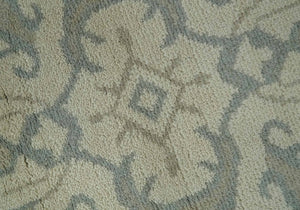 Quick Ship 10x14 Hand Knotted Medallion Beige and Charcoal Wool Area Rug