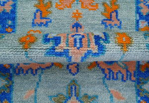 Quick Ship 2.6x8 Traditional Silver And Blue Hand Knotted Wool Rug