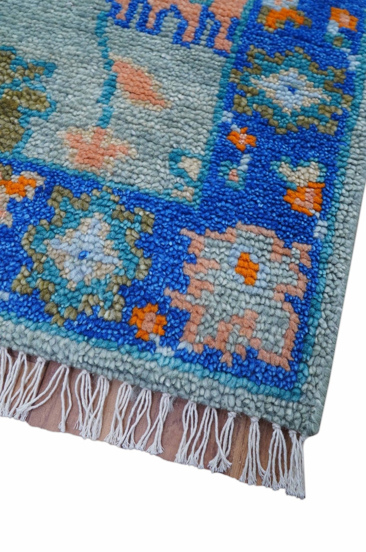 Quick Ship 2.6x8 Traditional Silver And Blue Hand Knotted Wool Rug