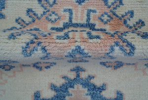 Quick Ship 2x3 Traditional Style Ivory And Blue Hand Knotted Wool Rug