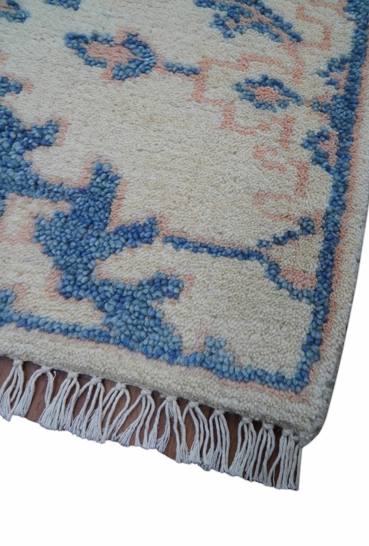 Quick Ship 2x3 Traditional Style Ivory And Blue Hand Knotted Wool Rug