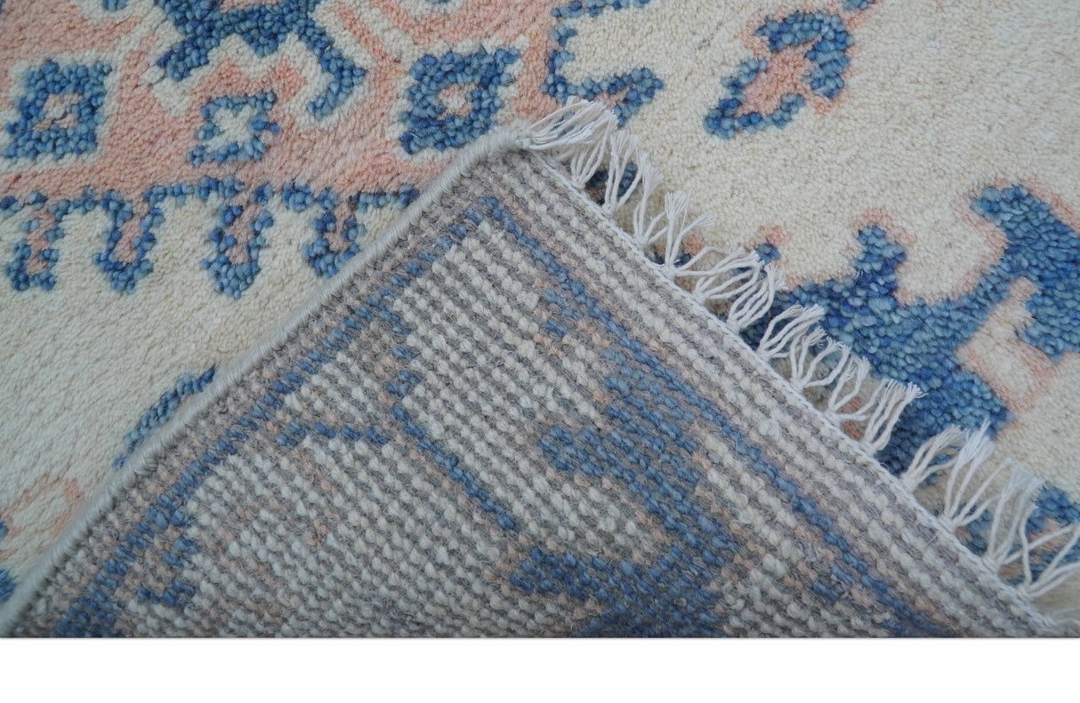 Quick Ship 2x3 Traditional Style Ivory And Blue Hand Knotted Wool Rug