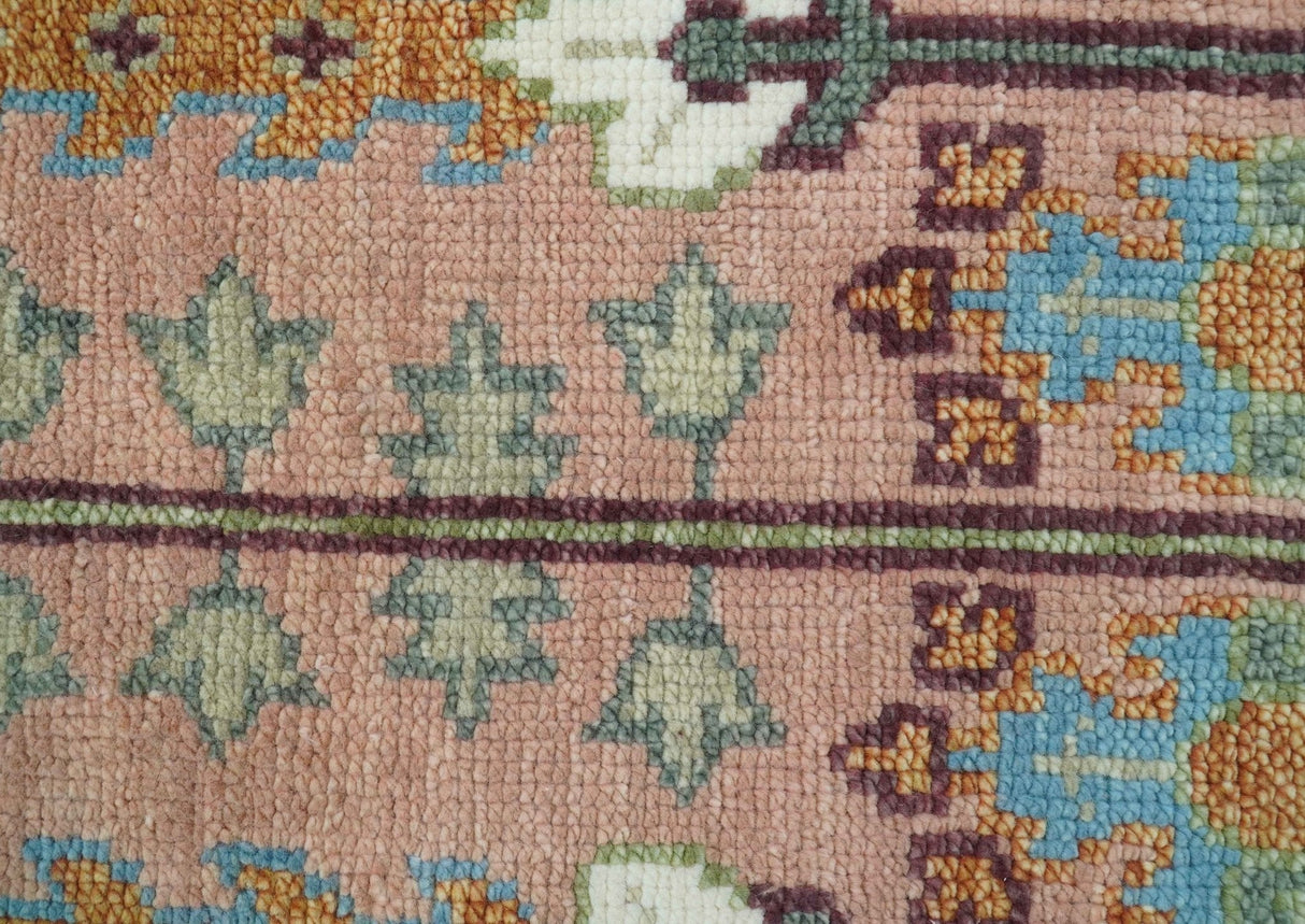 Quick Ship 4x4 Round Hand Knotted Pink and Olive Tree of life Wool Rug