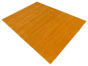 Quick Ship 5x7 Modern Solid Gold Hand Loomed Wool Rug