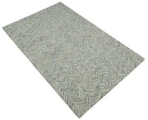 Quick Ship 5x8 Hand Tufted Modern Style Beige And Gray Wool Rug