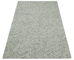 Quick Ship 5x8 Hand Tufted Modern Style Beige And Gray Wool Rug