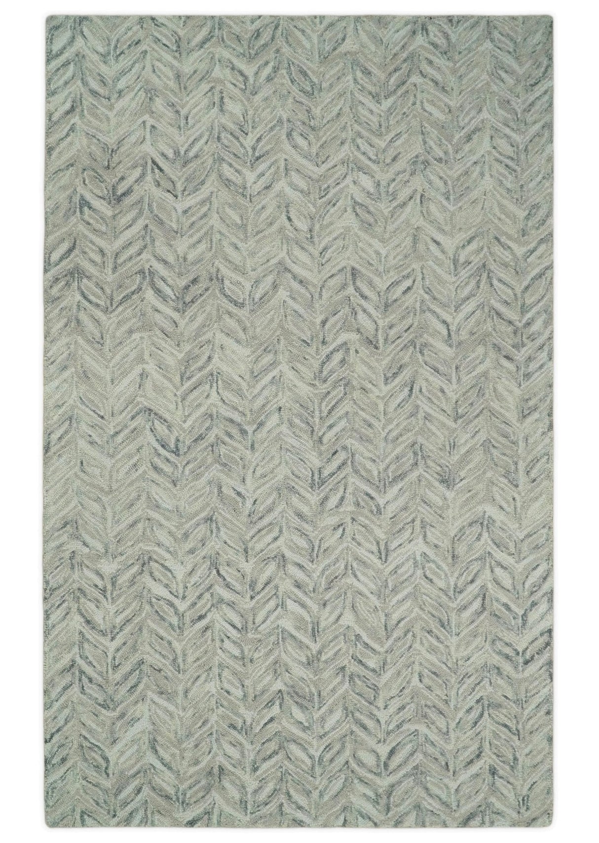 Quick Ship 5x8 Hand Tufted Modern Style Beige And Gray Wool Rug