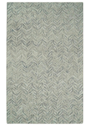 Quick Ship 5x8 Hand Tufted Modern Style Beige And Gray Wool Rug