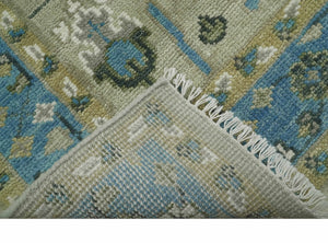 Quick Ship 6x9 Tree of life Beige And Blue Wool Rug