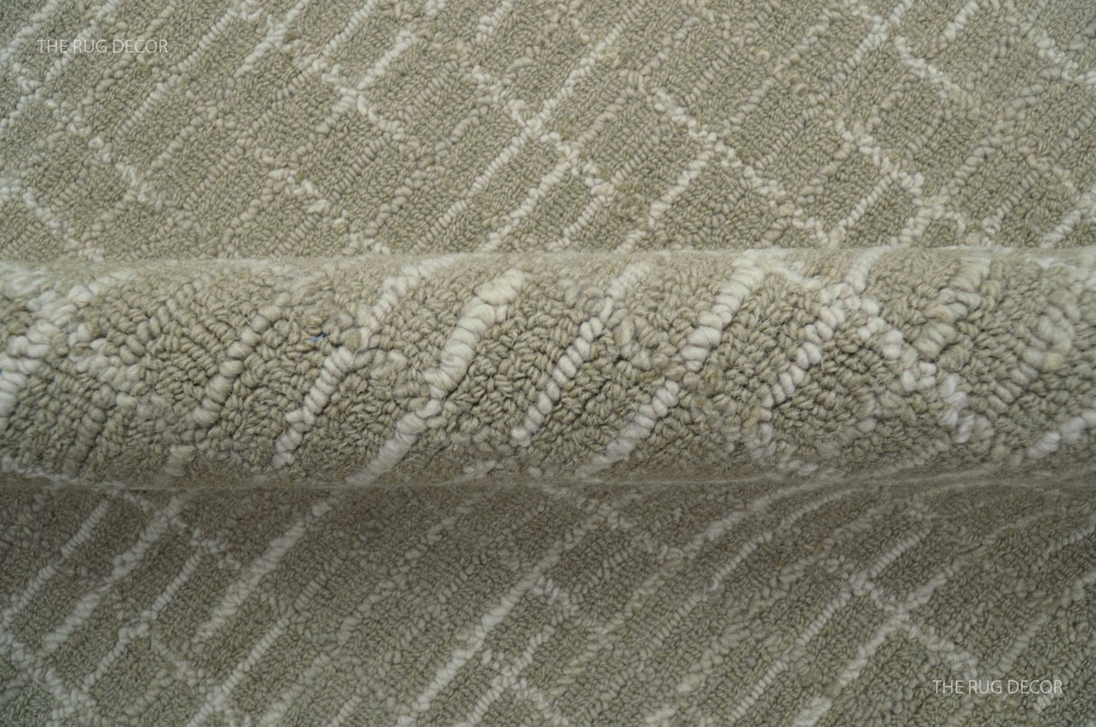 Quick Ship 8x10, 9x12 Beige Contemporary Hand Tufted Wool Rug