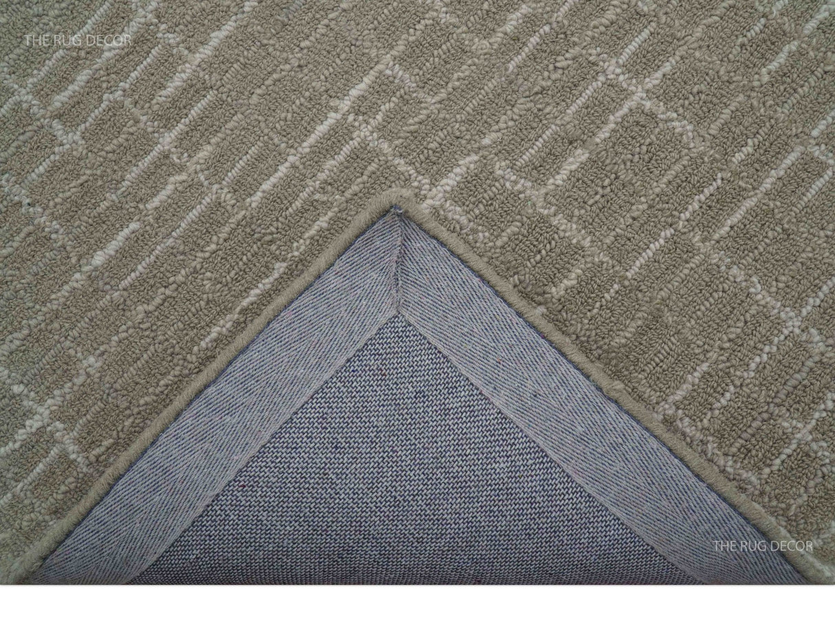 Quick Ship 8x10, 9x12 Beige Contemporary Hand Tufted Wool Rug