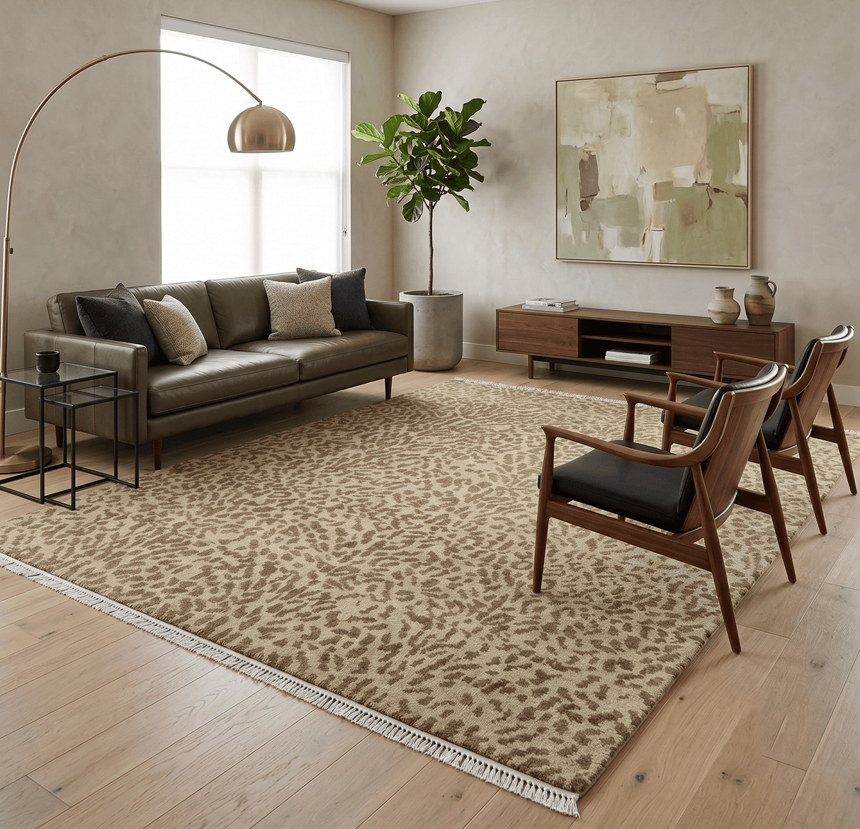 Quick Ship 8x10 Hand Knotted Brown Contemporary Animal Pattern Wool Rug