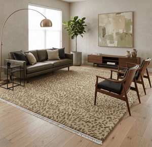 Quick Ship 8x10 Hand Knotted Brown Contemporary Animal Pattern Wool Rug