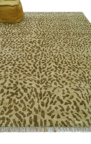 Quick Ship 8x10 Hand Knotted Brown Contemporary Animal Pattern Wool Rug