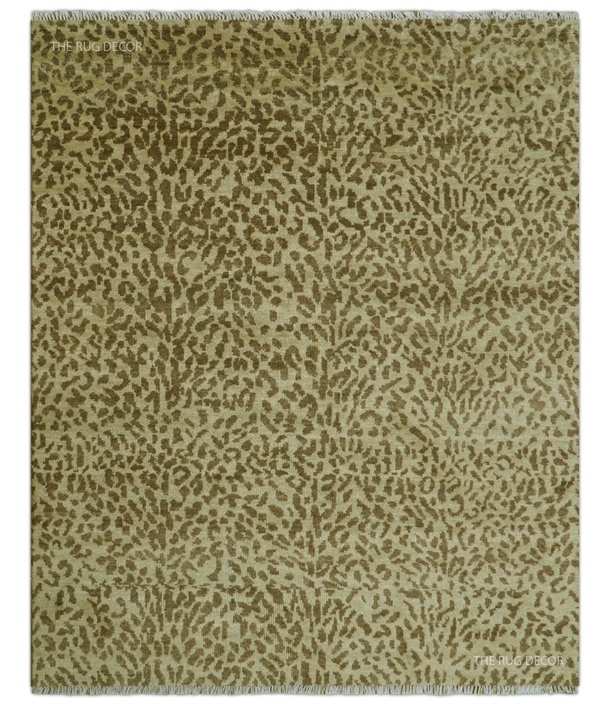 Quick Ship 8x10 Hand Knotted Brown Contemporary Animal Pattern Wool Rug