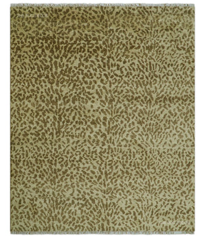 Quick Ship 8x10 Hand Knotted Brown Contemporary Animal Pattern Wool Rug