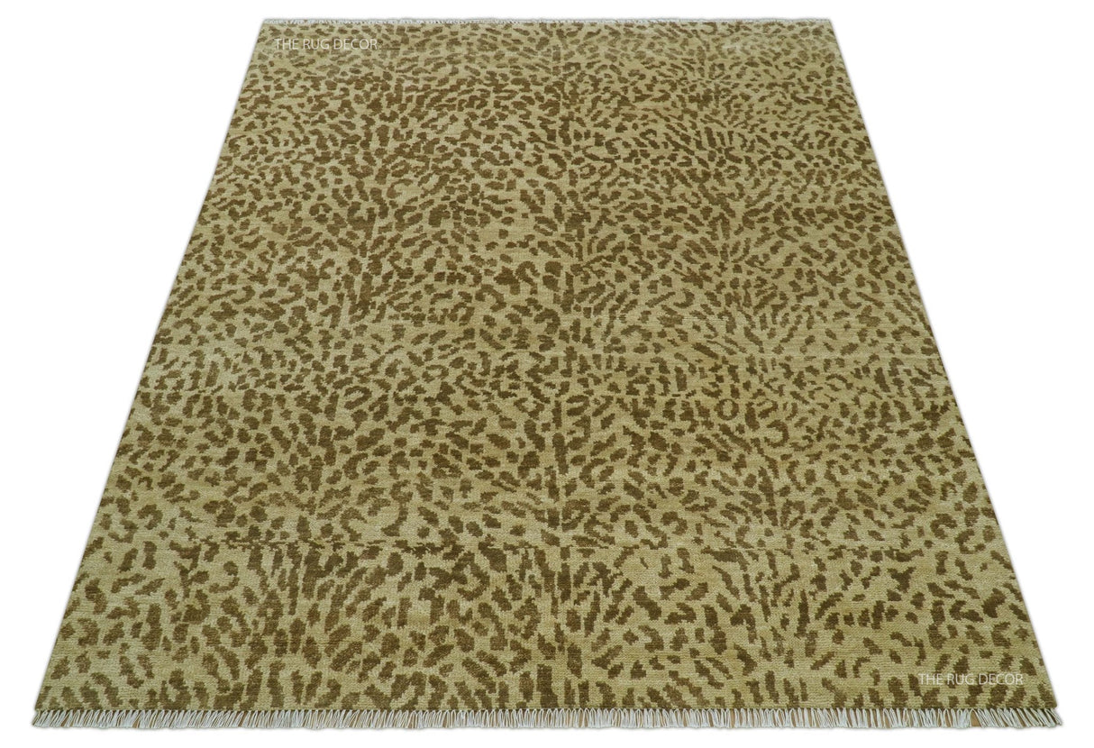 Quick Ship 8x10 Hand Knotted Brown Contemporary Animal Pattern Wool Rug