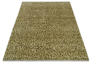 Quick Ship 8x10 Hand Knotted Brown Contemporary Animal Pattern Wool Rug