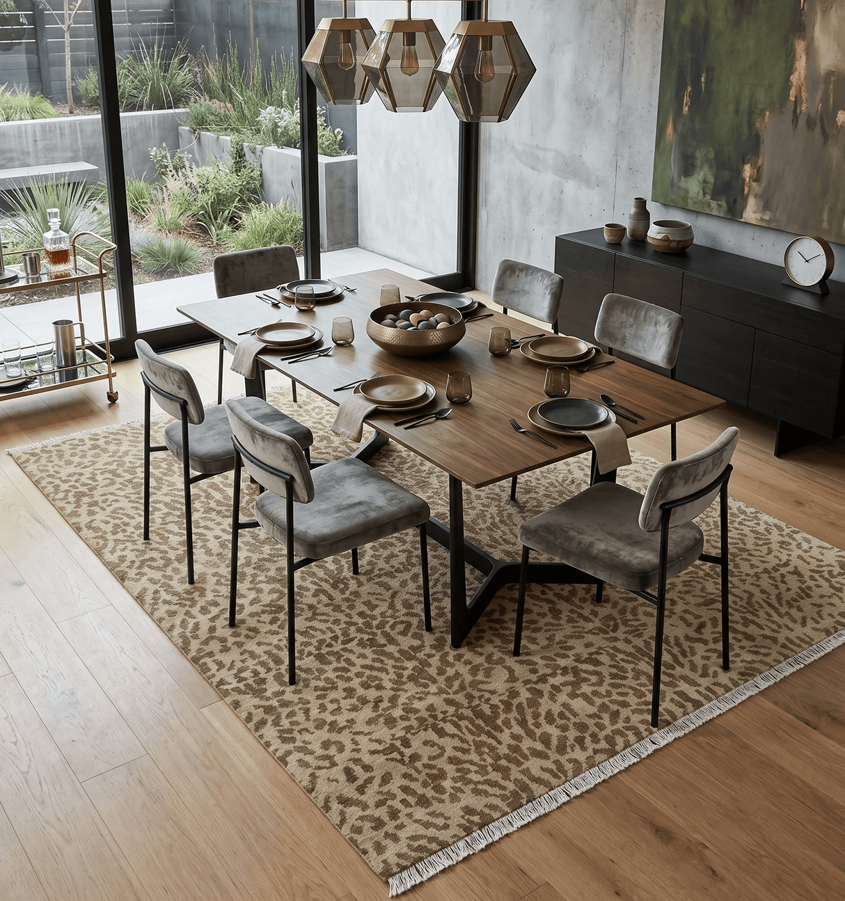 Quick Ship 8x10 Hand Knotted Brown Contemporary Animal Pattern Wool Rug