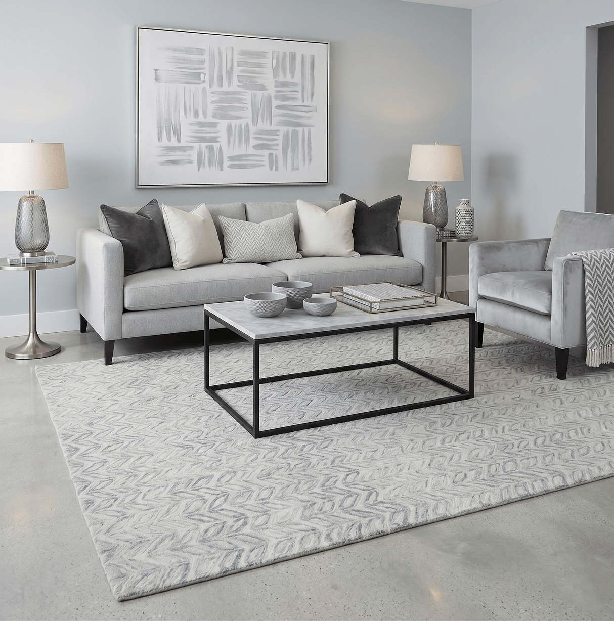Quick Ship 8x10 Hand Tufted Modern Style Beige And Gray Wool Rug