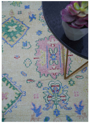 Quick Ship 8x10 Modern Oushak Design Beige And Blue Hand Knotted Rug