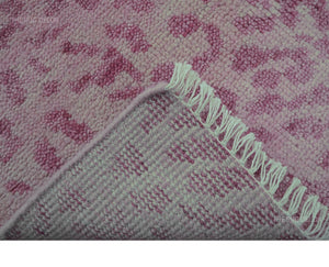 Quick Ship 8x10 Pink Contemporary Animal Pattern Hand Knotted Wool Rug