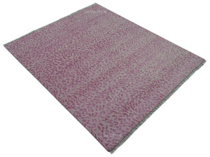Quick Ship 8x10 Pink Contemporary Animal Pattern Hand Knotted Wool Rug
