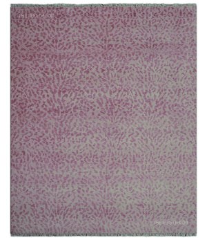 Quick Ship 8x10 Pink Contemporary Animal Pattern Hand Knotted Wool Rug